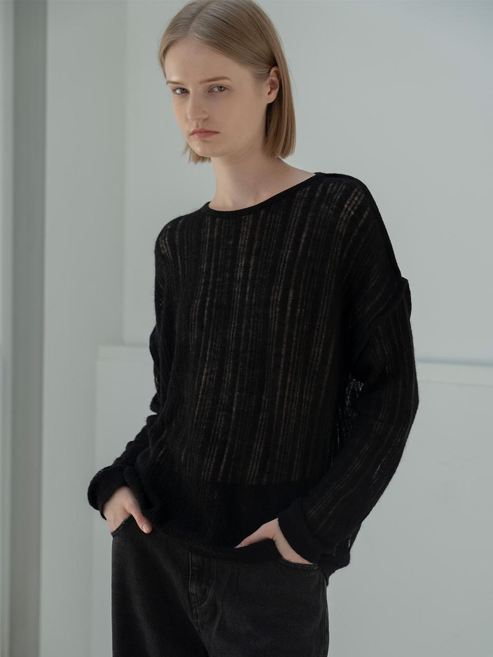 MORCEAU PAR MORCEAU Mohair See-through Knit_BLACK