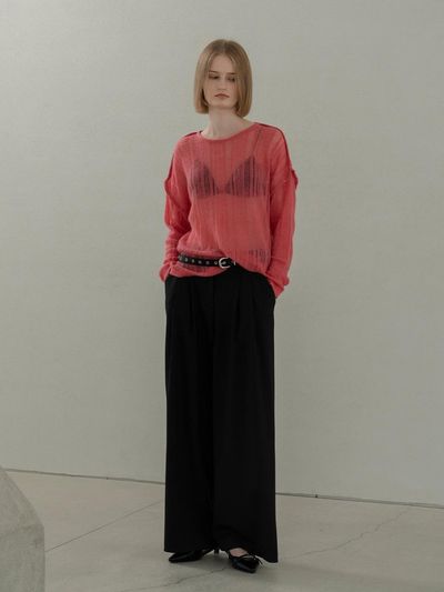 MORCEAU PAR MORCEAU Mohair See-through Knit_PINK