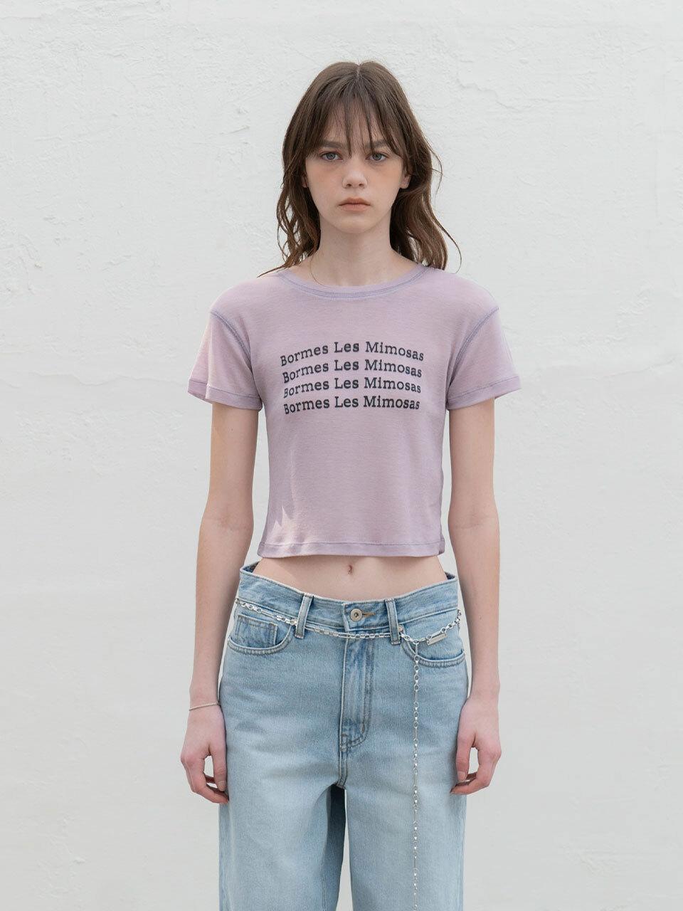 MORCEAU PAR MORCEAU Printing Tencel Crop T-Shirt [LAVENDER]