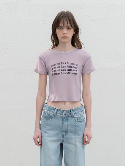 MORCEAU PAR MORCEAU Printing Tencel Crop T-Shirt [LAVENDER]