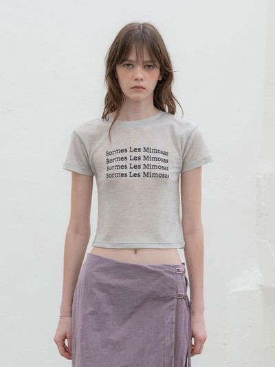 MORCEAU PAR MORCEAU Printing Tencel Crop T-Shirt [Light Gray]
