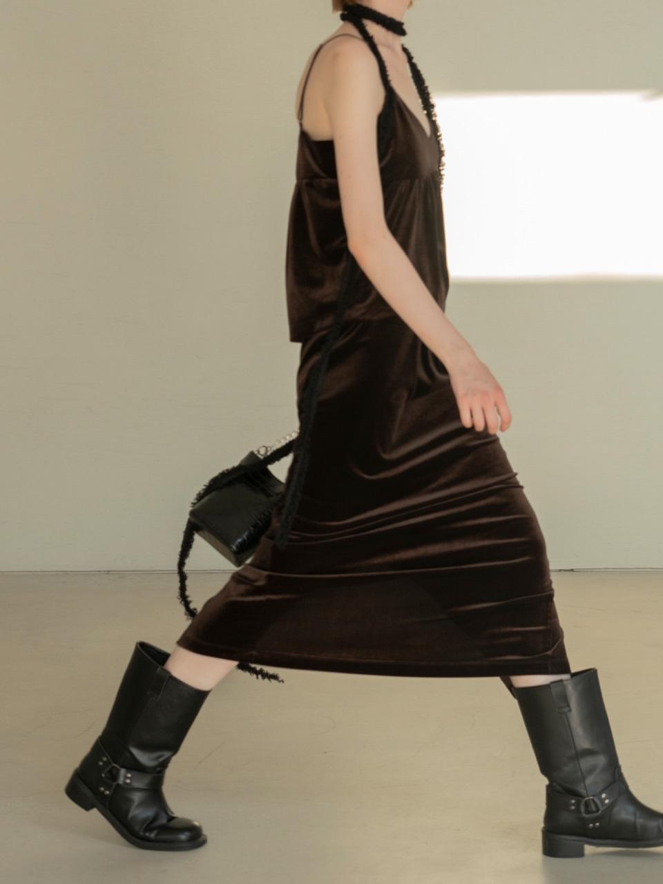 MORCEAU PAR MORCEAU Shirring Velvet Bustier_BROWN