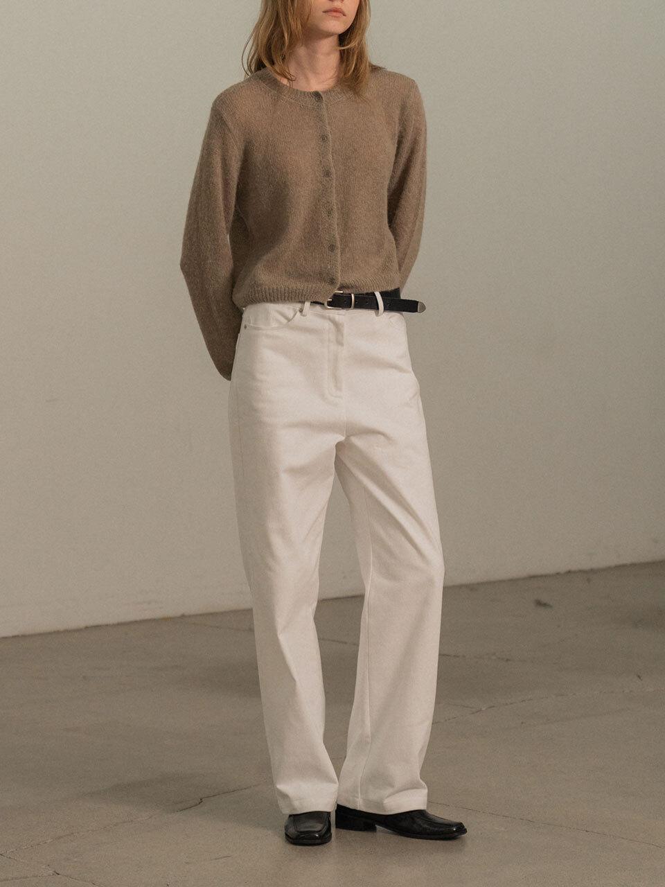 MORCEAU PAR MORCEAU Straight High Rise Cotton Pants [Beige]