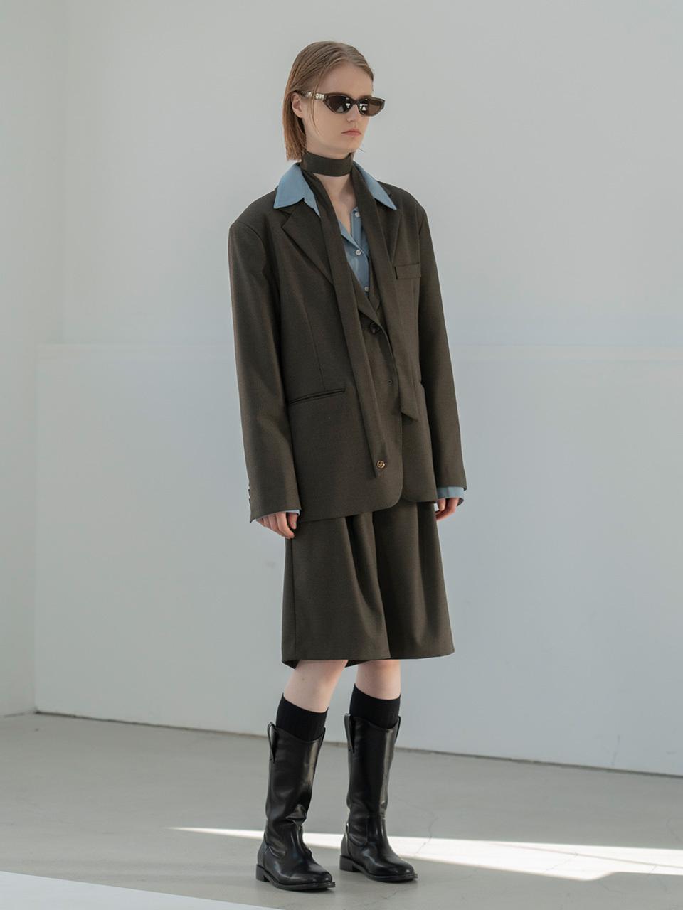 MORCEAU PAR MORCEAU Strap Oversize Jacket_BROWN