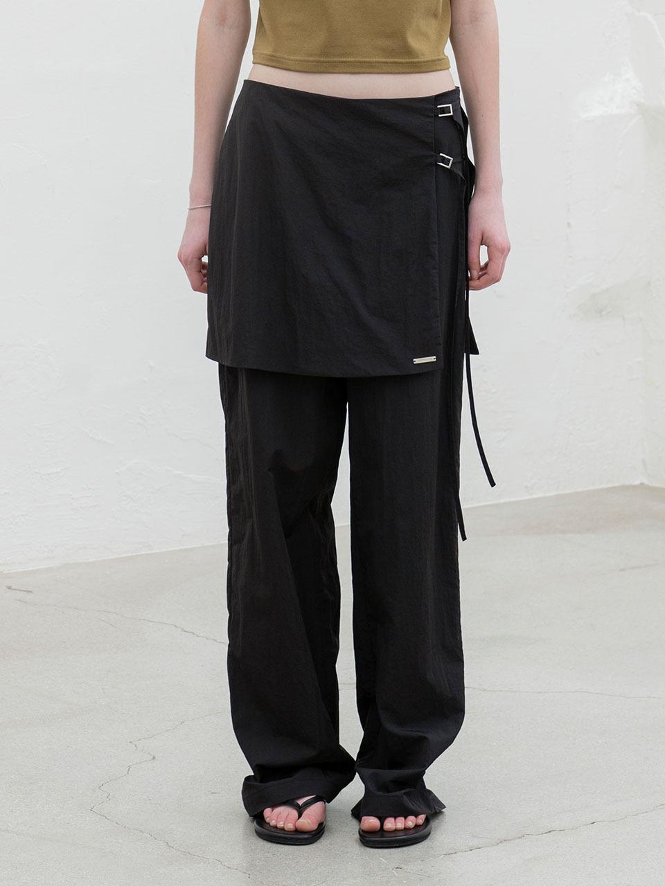 MORCEAU PAR MORCEAU Strap Skirt Wide Pants [Black]