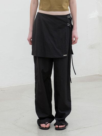 MORCEAU PAR MORCEAU Strap Skirt Wide Pants [Black]