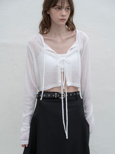 MORCEAU PAR MORCEAU Tie Knit Cardigan [WHITE]