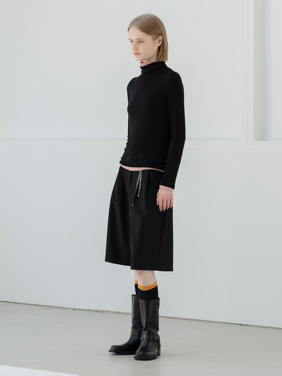 MORCEAU PAR MORCEAU Tow-tuck Bermuda pants_BLACK