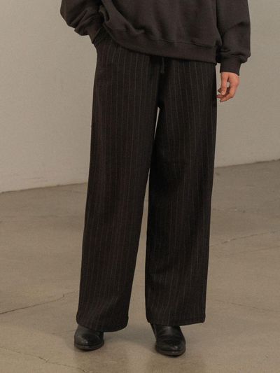MORCEAU PAR MORCEAU Wool Wide Stripe Slacks [CHARCOAL]