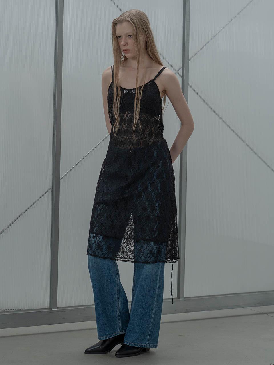 MORCEAU PAR MORCEAU Wrap Layered Lace Dress [Black]