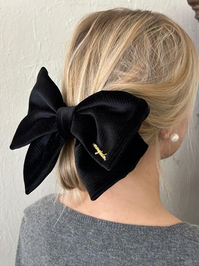more jude Velvet Brass Ribbon Pin [Black]