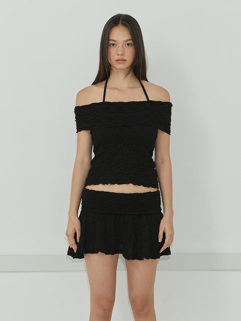 MORE THAN PARADISE Lace Halter Layer Top_Black