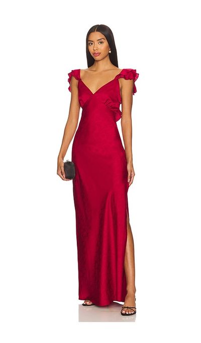 chinese dress ladies Adelina Satin Ruffle Maxi Dress main image 0