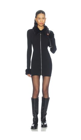 MORE TO COME MORE TO COME Natalie Knit Zip Front Mini Dress