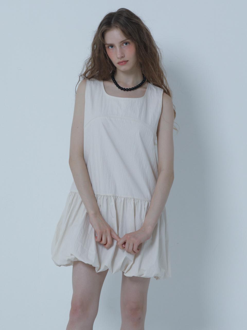 MORELIKEIT BALLOON MINI SLEEVELESS DRESS CREAM