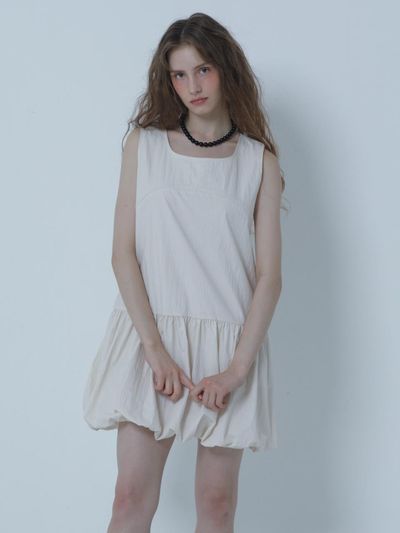 MORELIKEIT BALLOON MINI SLEEVELESS DRESS CREAM