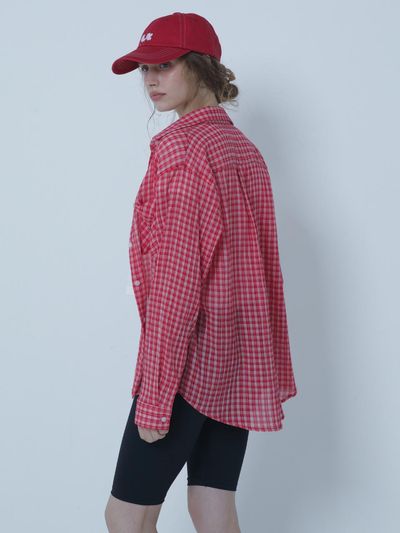 MORELIKEIT CHECK SUMMER LONG SHIRTS RED