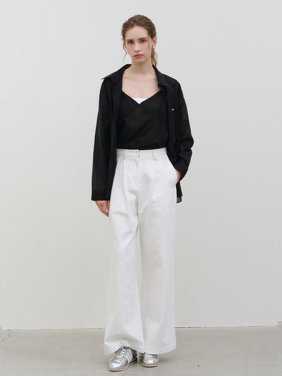 MORELIKEIT CLASSIC COTTON WIDE STRAIGHT PANTS [WHITE]