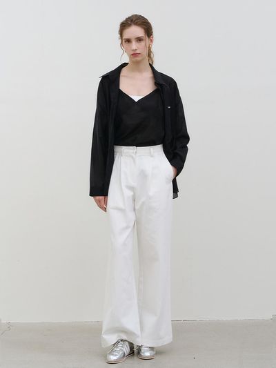 MORELIKEIT CLASSIC COTTON WIDE STRAIGHT PANTS [WHITE]