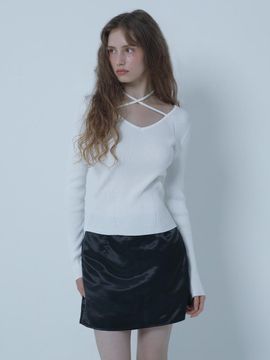 MORELIKEIT Glossy Mini Minimal Skirt [Black]