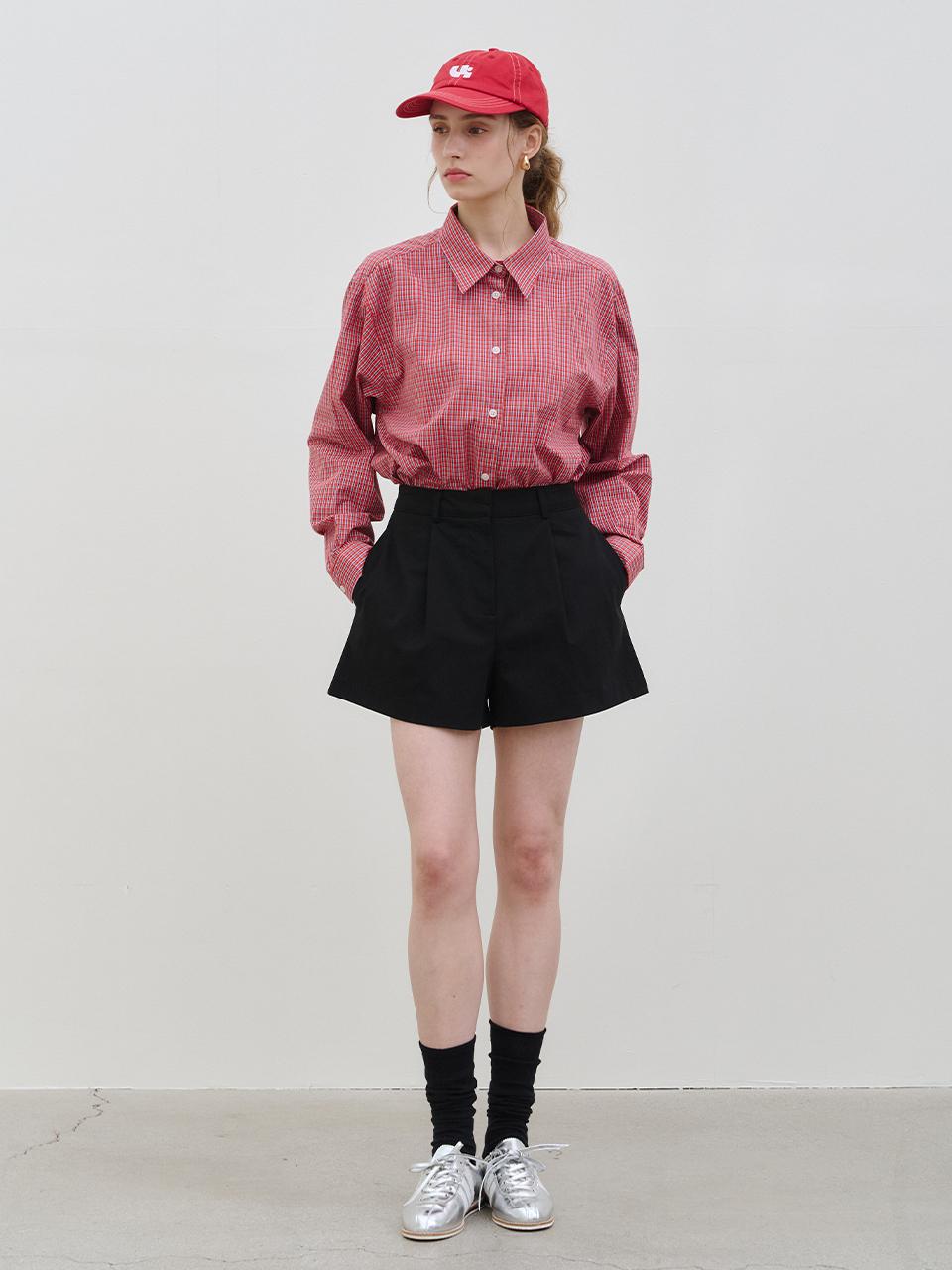 MORELIKEIT MINIMAL COTTON SHORT PANTS BELT SET [BLACK]