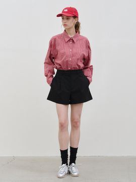MORELIKEIT MINIMAL COTTON SHORT PANTS BELT SET [BLACK]
