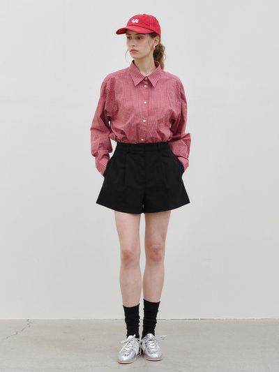 MORELIKEIT MINIMAL COTTON SHORT PANTS BELT SET [BLACK]