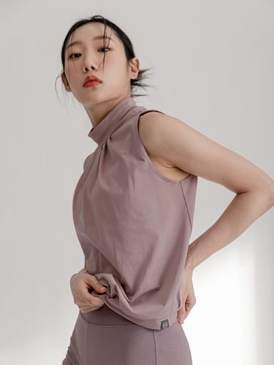 moreout Half-neck Shirring Sleeveless Yoga