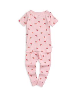 Mori Mori Girls' Strawberry Ribbed Short Sleeve Pajama Set
