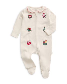 Mori Mori Unisex Christmas Embroidered Two Way Zip Up Sleepsuit Footie