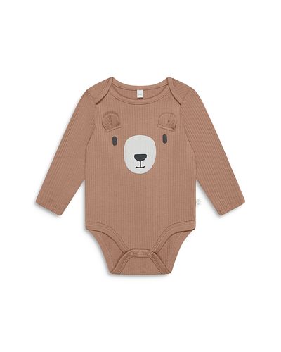 Mori Mori Unisex Ribbed Bear Face Long Sleeve Bodysuit