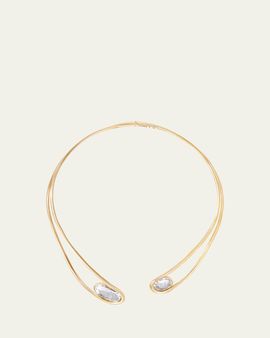 Moritz Glik 18K Yellow Gold Cascavel Choker Necklace with Diamonds and Kaleidoscope Shakers