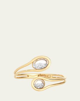Moritz Glik 18K Yellow Gold Cascavel Open Bracelet with Diamonds and Kaleidoscope Shakers