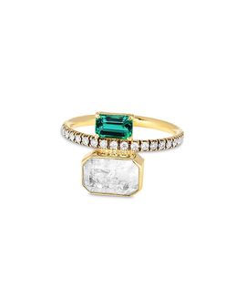 Moritz Glik Moritz Glik 18K Yellow Gold Emerald & Diamond Shaker Eternity Ring
