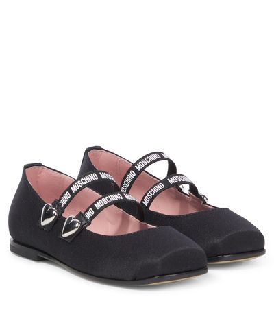 Moschino Kids Moschino Kids Leather-trimmed ballet flats