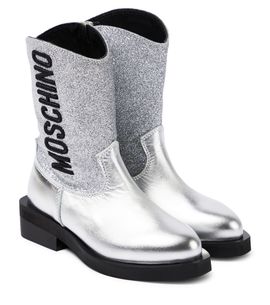 Moschino Kids Moschino Kids Logo glitter leather cowboy boots