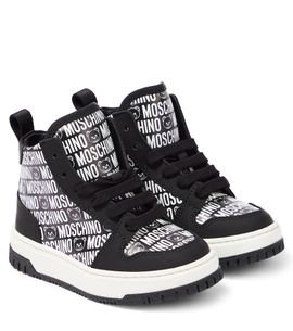 Moschino Kids Moschino Kids Logo high-top leather sneakers