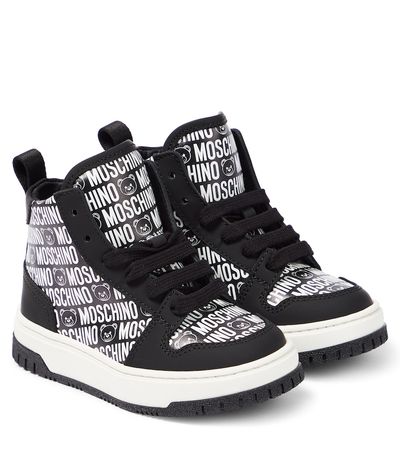 Moschino Kids Moschino Kids Logo high-top leather sneakers