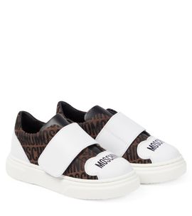 Moschino Kids Moschino Kids Logo leather-trimmed sneakers