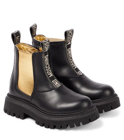 Moschino Kids Moschino Kids Logo leather Chelsea boots