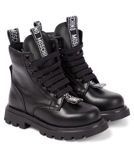Moschino Kids Moschino Kids Logo leather combat boots