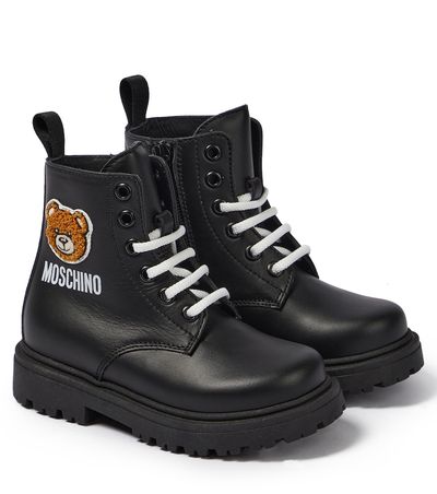 Moschino Kids Moschino Kids Teddy leather lace-up boots