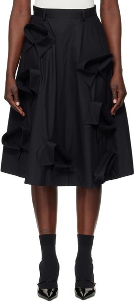 Moschino Moschino Black Poplin Multi Collars Midi Skirt