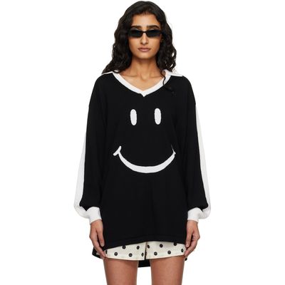 Moschino Moschino Black Smiley Extra-Fine Merino Wool Sweater