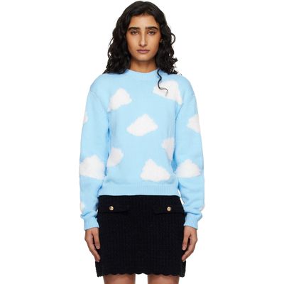 Moschino Moschino Blue Organic Cotton Blend Archive Cloud Sweater