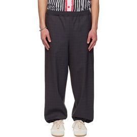 Moschino Moschino Gray & Navy Logo Tape Trousers