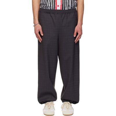 Moschino Moschino Gray & Navy Logo Tape Trousers