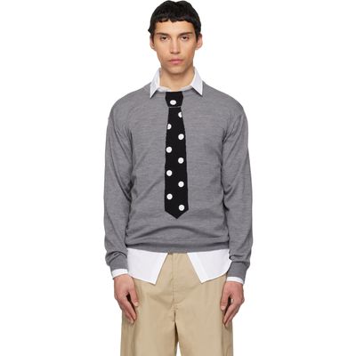 Moschino Moschino Gray Extra-Fine Merino Wool Intarsia Sweater