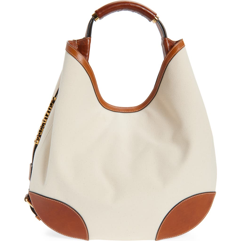 Moschino Moschino Handle Me Canvas & Leather Hobo Bag