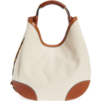 Moschino Moschino Handle Me Canvas & Leather Hobo Bag
